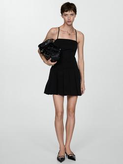Mango Chiba Pleated Crossover Back Mini Dress, Black - view 2, Black