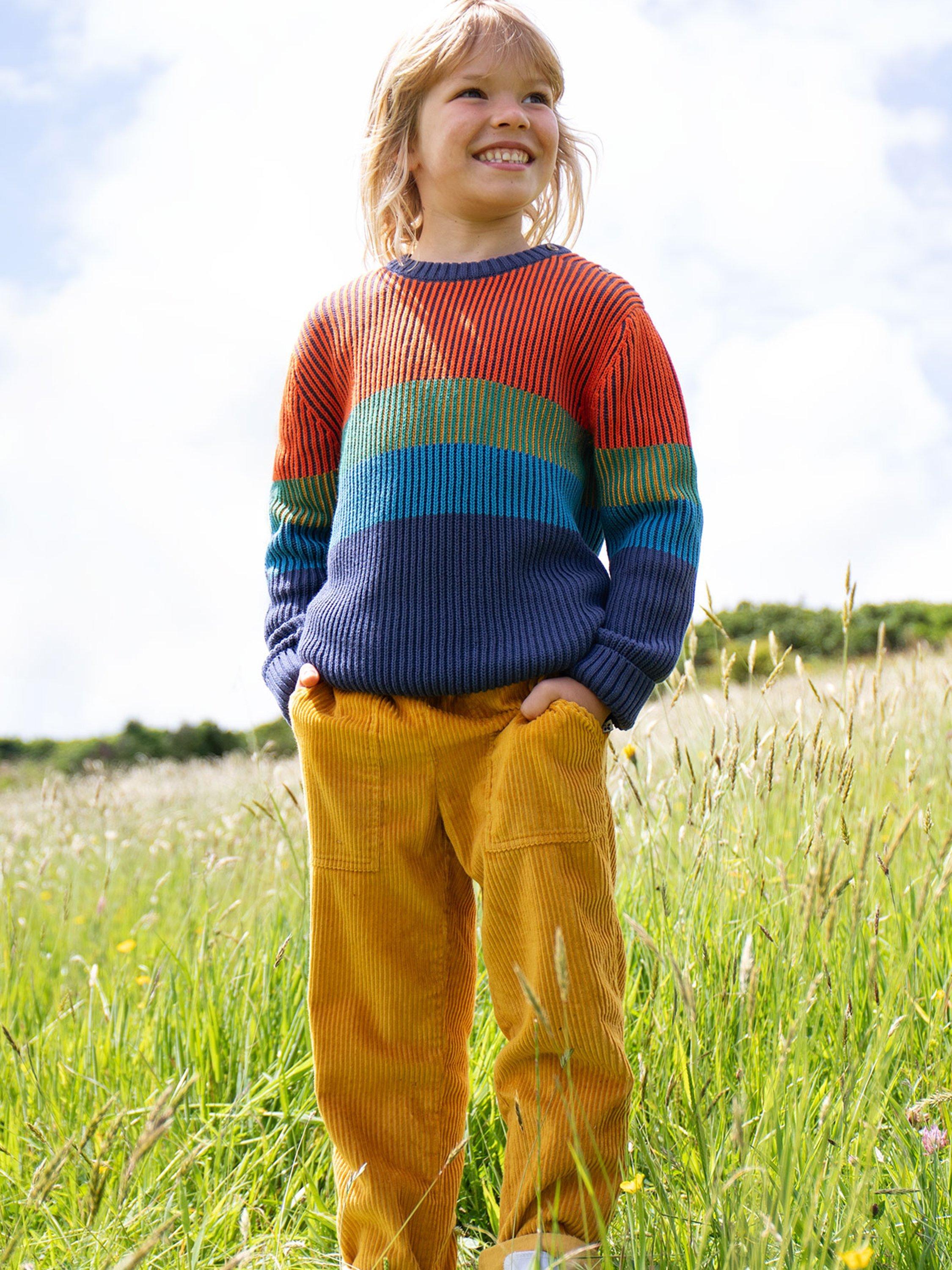 Product image 4 of 6, which shows Frugi Kids' Kytto Organic Cotton Corduroy Trousers, Gold, 2-3 years