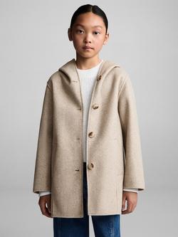 Mango Kids' Sandra Hooded Coat, Light Beige, Light Beige