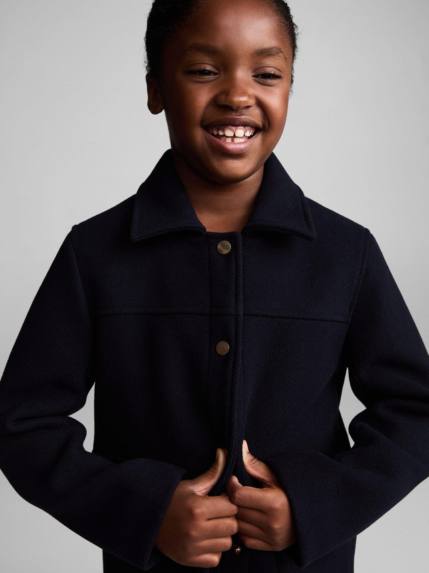 Product image 1 of 7, which shows Mango Kids' Xesca Boxy Jacket, Navy, 6 years