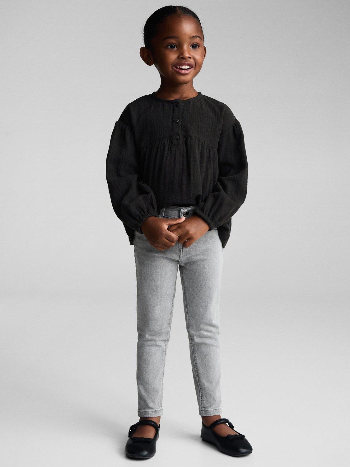 Mango Kids' Antra Cotton Blouse, Charcoal