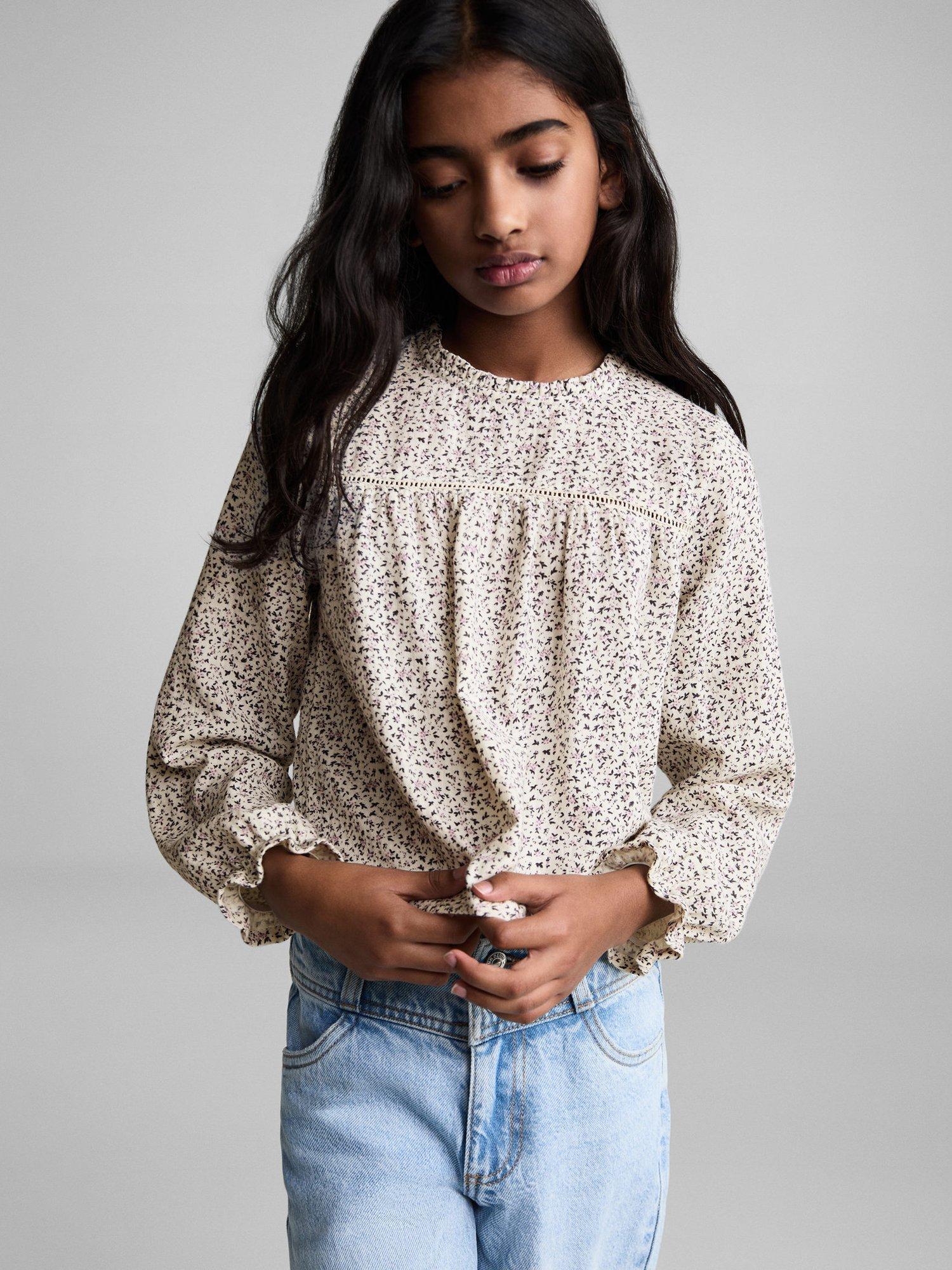 Mango Kids' Linda Blouse, White/Multi