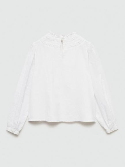 Mango Kids' Tatiana Embroidered High Neck Shirt, White - view 2, White