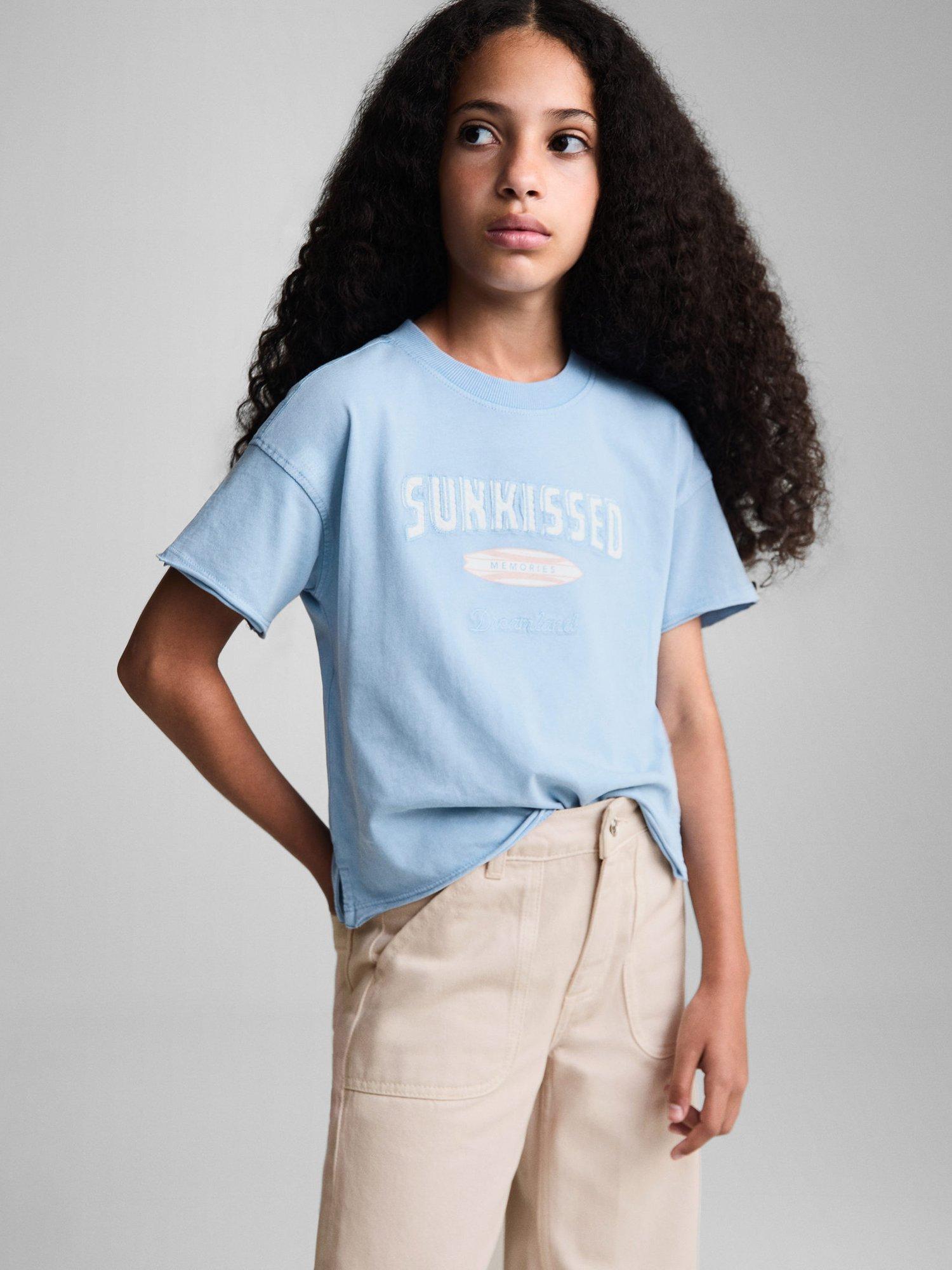 Mango Kids' Sunkissed T-Shirt, Pastel Blue