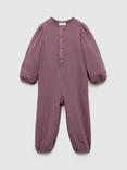 Mango Kids' Monkey Button Detail Onesie, Plum