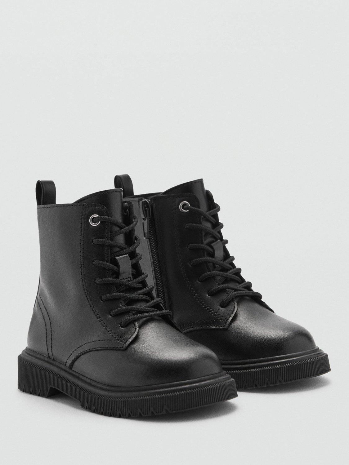 Product image 2 of 4, which shows Mango Kids' Leather Ankle Boots, Black, 10 Jnr