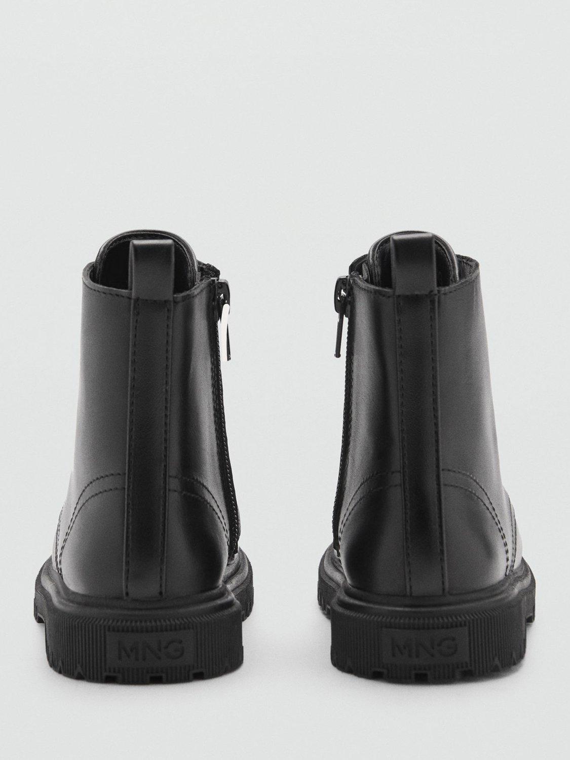 Product image 3 of 4, which shows Mango Kids' Leather Ankle Boots, Black, 10 Jnr