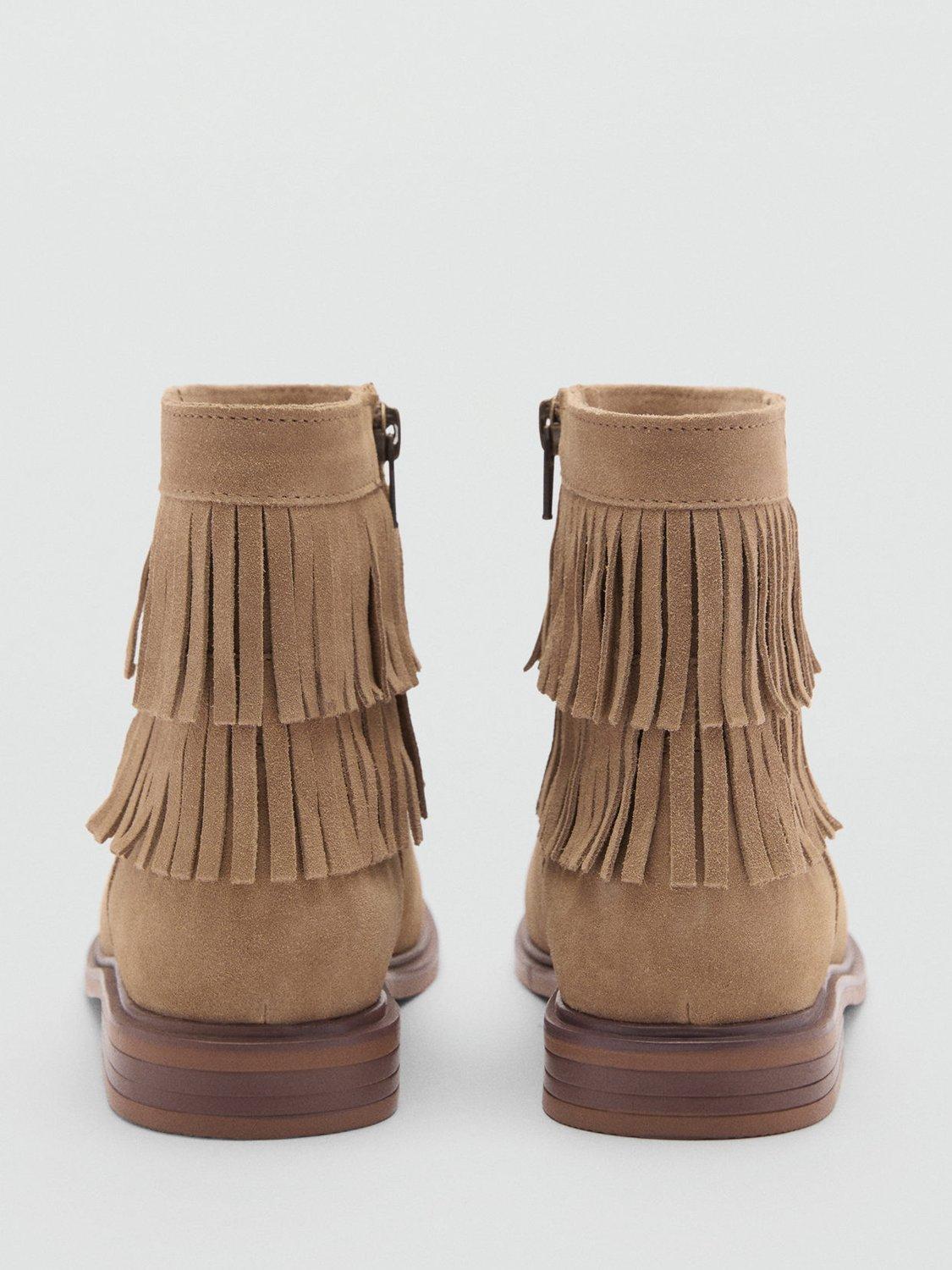 Product image 3 of 5, which shows Mango Kids' Daniela Leather Ankle Boots, Pastel Brown, 1