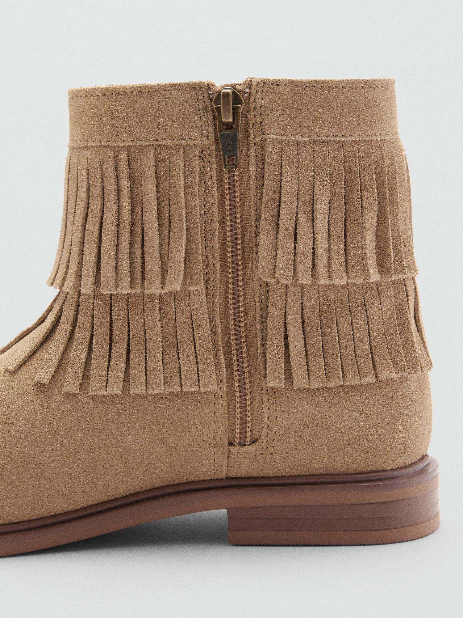 Product image 5 of 5, which shows Mango Kids' Daniela Leather Ankle Boots, Pastel Brown, 1