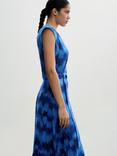 Mango Icat Print Midi Dress, Blue