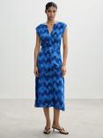 Mango Icat Print Midi Dress, Blue