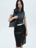 Mango Faux Leather Pencil Skirt, Black