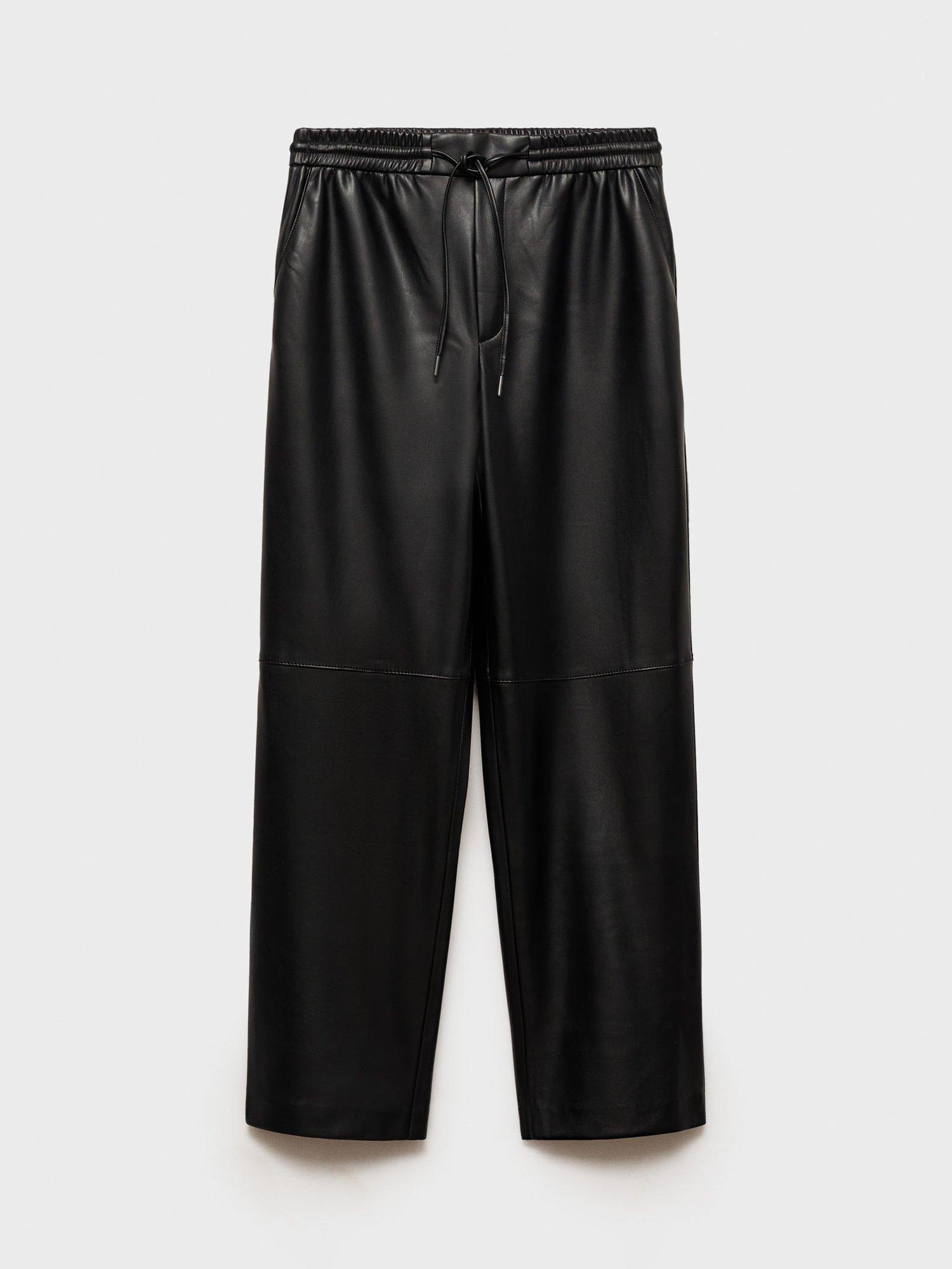Product image 3 of 8, which shows Mango Apple Faux Leather Elasticated Waist Slim Trousers, Black, L