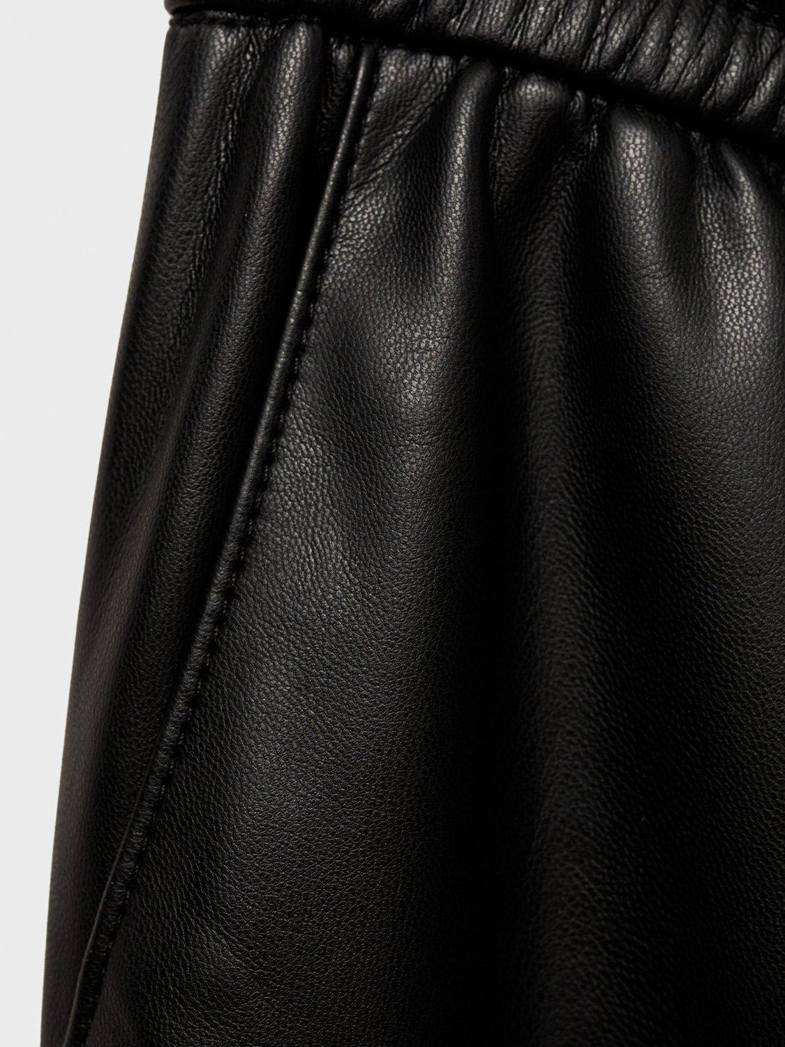 Product image 5 of 8, which shows Mango Apple Faux Leather Elasticated Waist Slim Trousers, Black, L