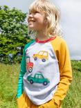 Frugi Kids' Alfie Organic Cotton Raglan Top, Grey Marl