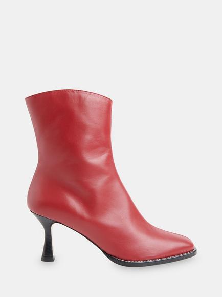 Whistles Nettie Leather Stitch Detail Boots, Red, Red