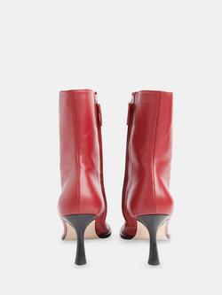 Whistles Nettie Leather Stitch Detail Boots, Red - view 2, Red