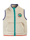 Frugi Kids' Bude Borg Gilet, Moon/Multi