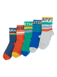 Frugi Kids' Sunnie Organic Cotton Socks, Pack of 5, Sisu