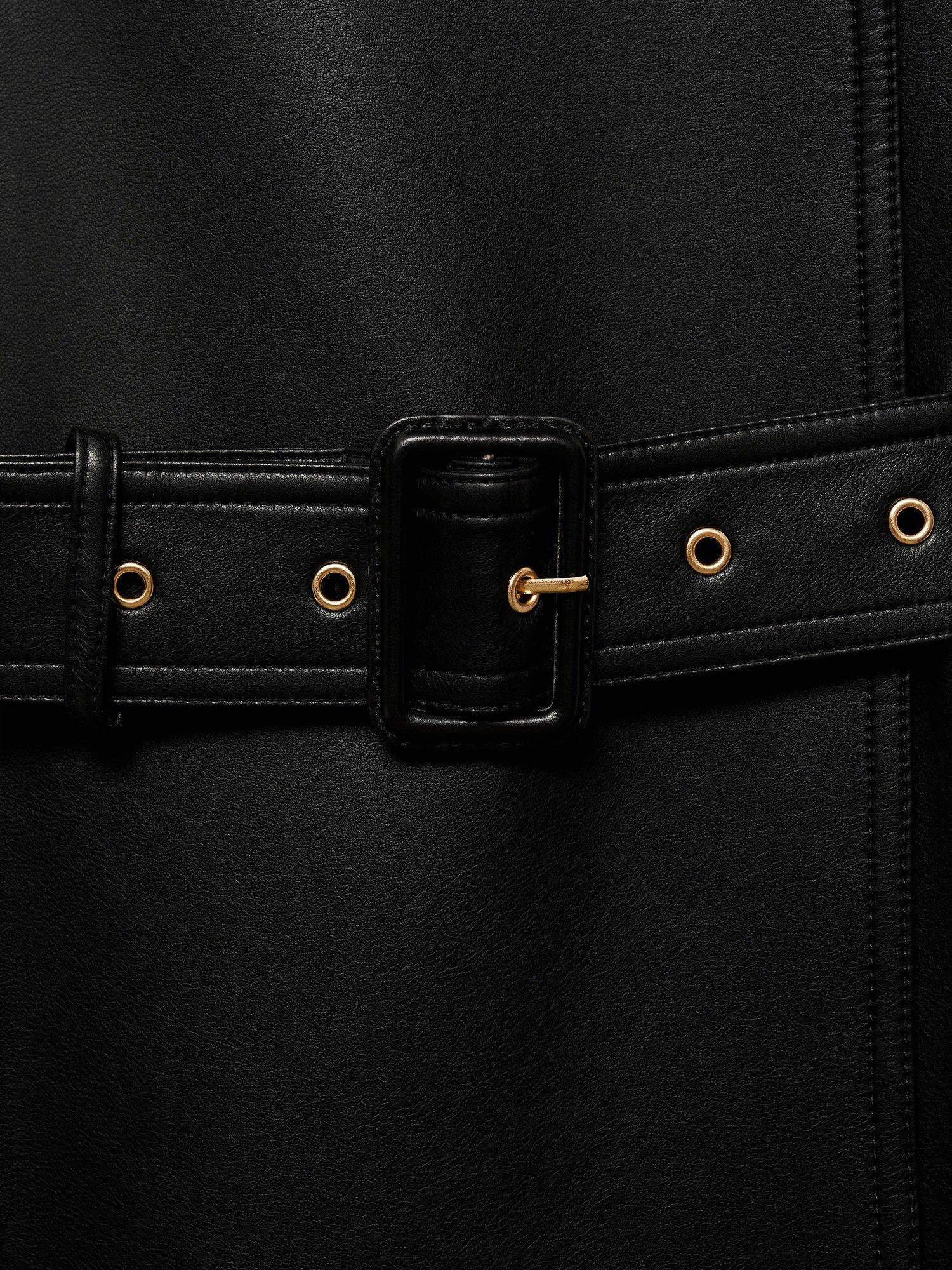 Product image 5 of 9, which shows Mango Polanapu Faux Leather Trench Coat, Black, XXXL