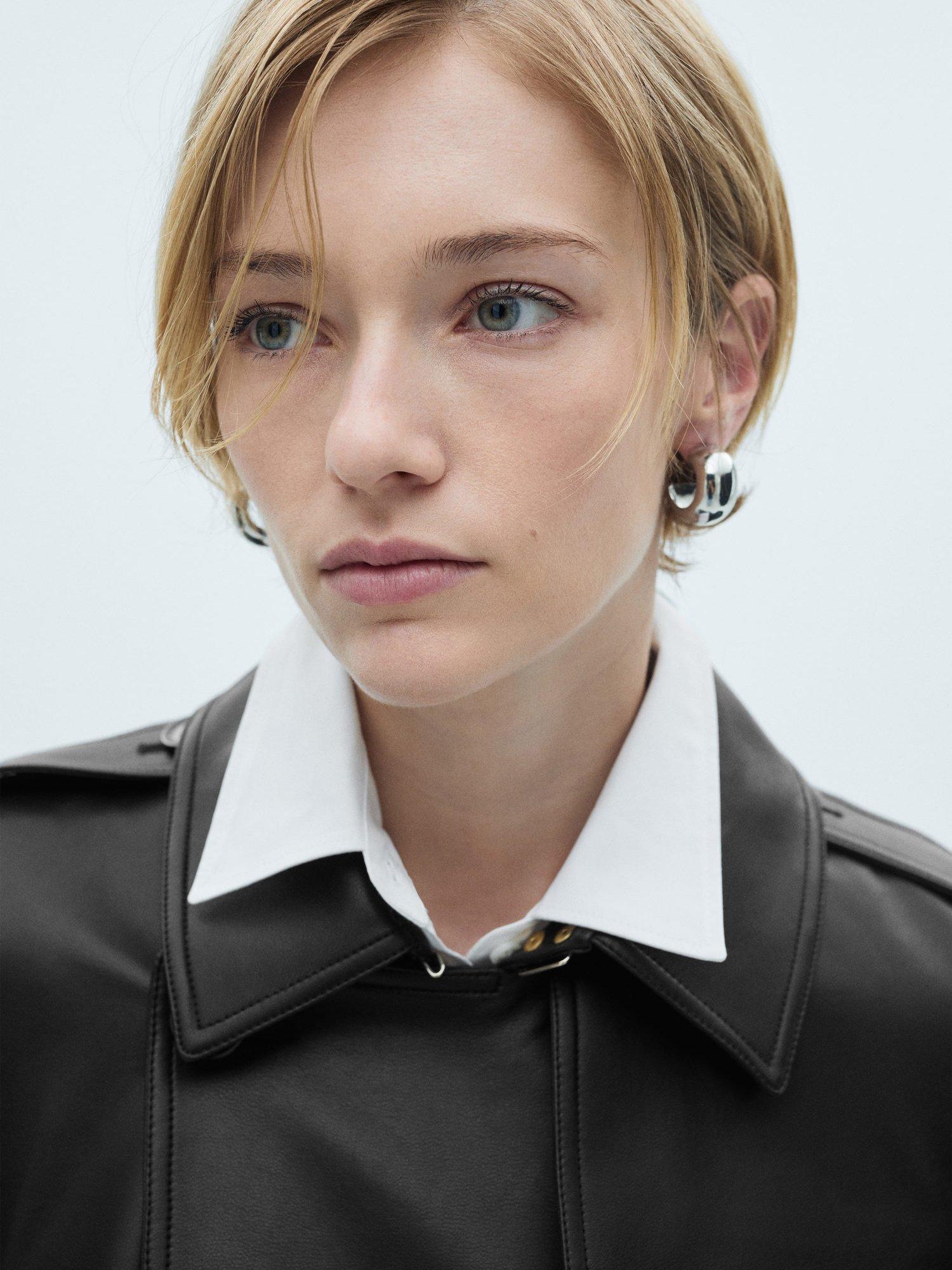 Product image 6 of 9, which shows Mango Polanapu Faux Leather Trench Coat, Black, XXXL