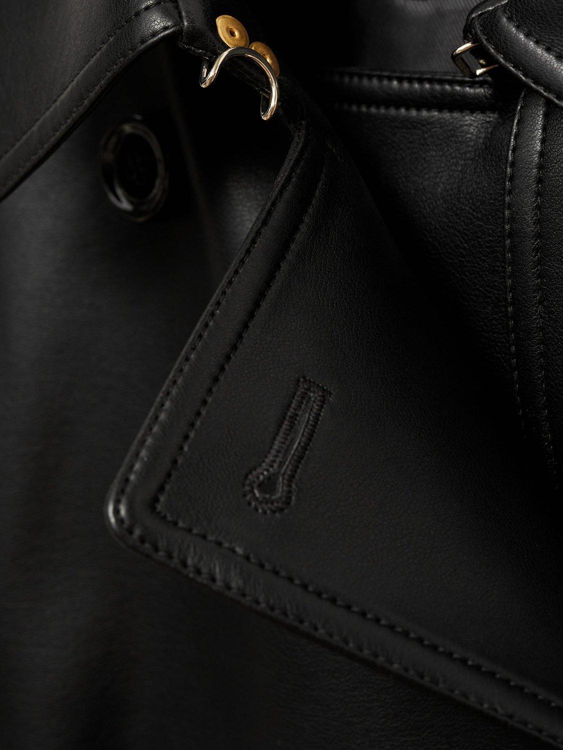 Product image 8 of 9, which shows Mango Polanapu Faux Leather Trench Coat, Black, XXXL