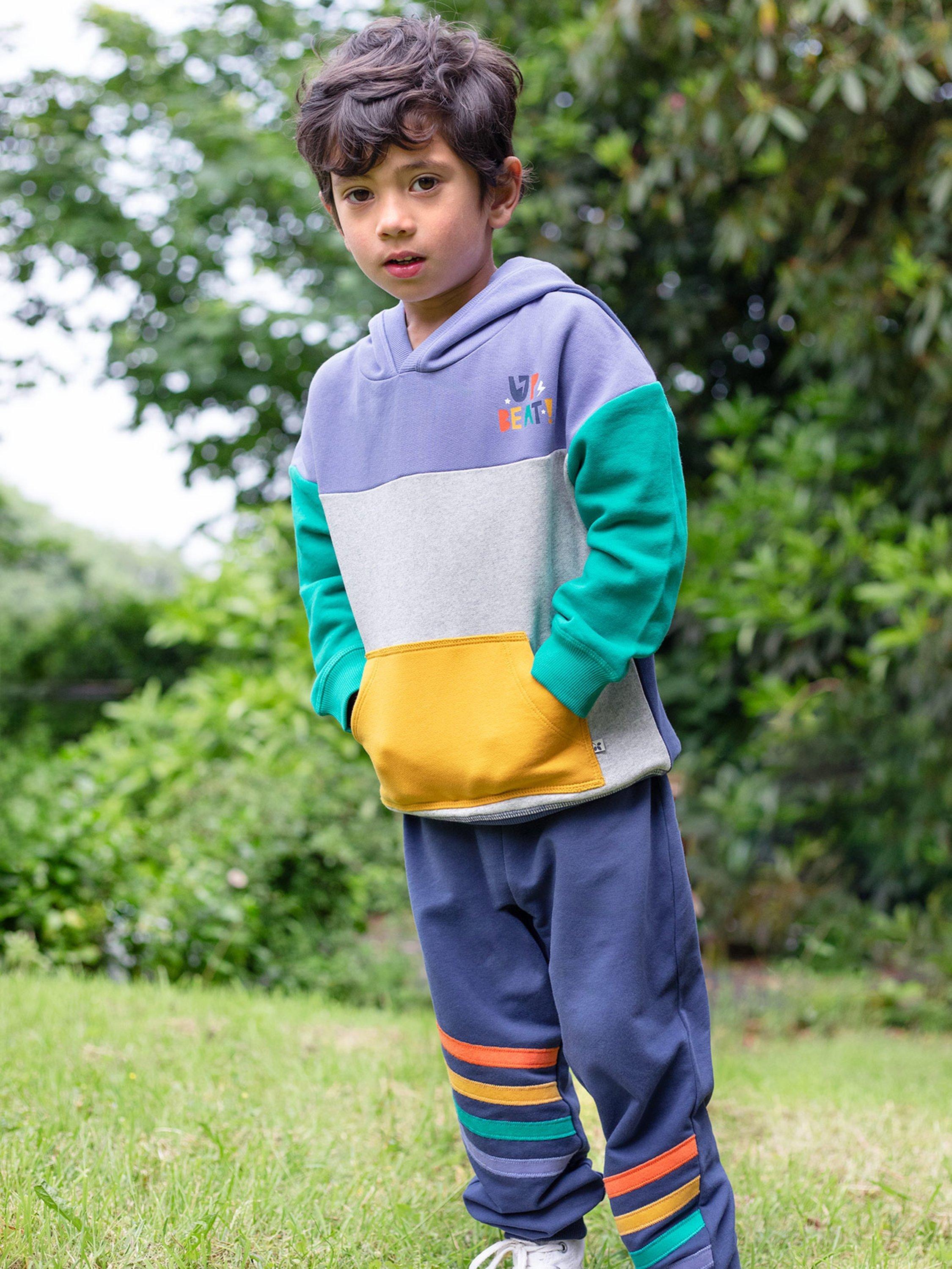 Frugi Kids Organic Cotton Colour Block Hoodie Multi