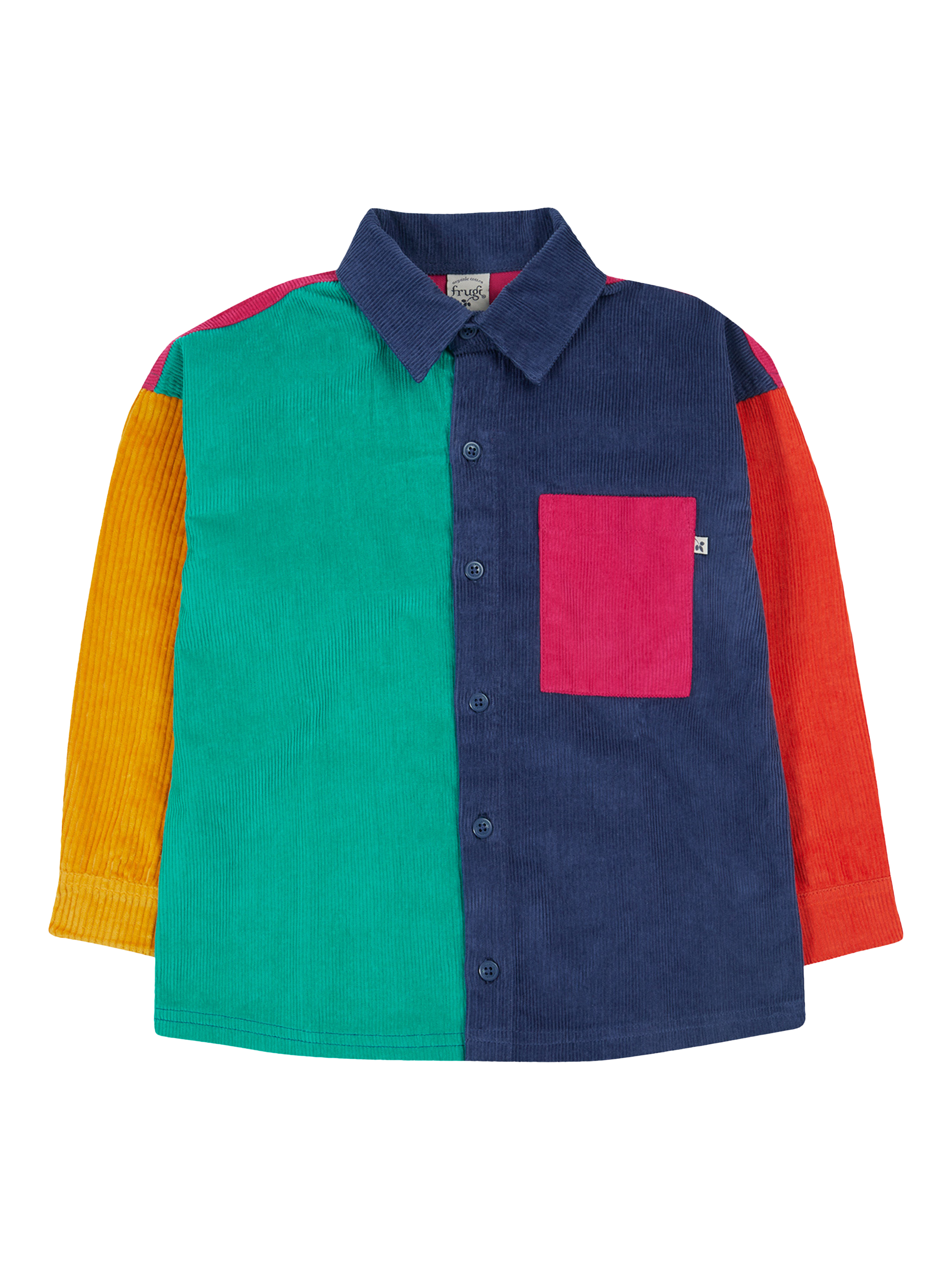 Product image 1 of 6, which shows Frugi Kids' Ari Organic Cotton Corduroy Shirt, Hotchpotch, 2-3 years