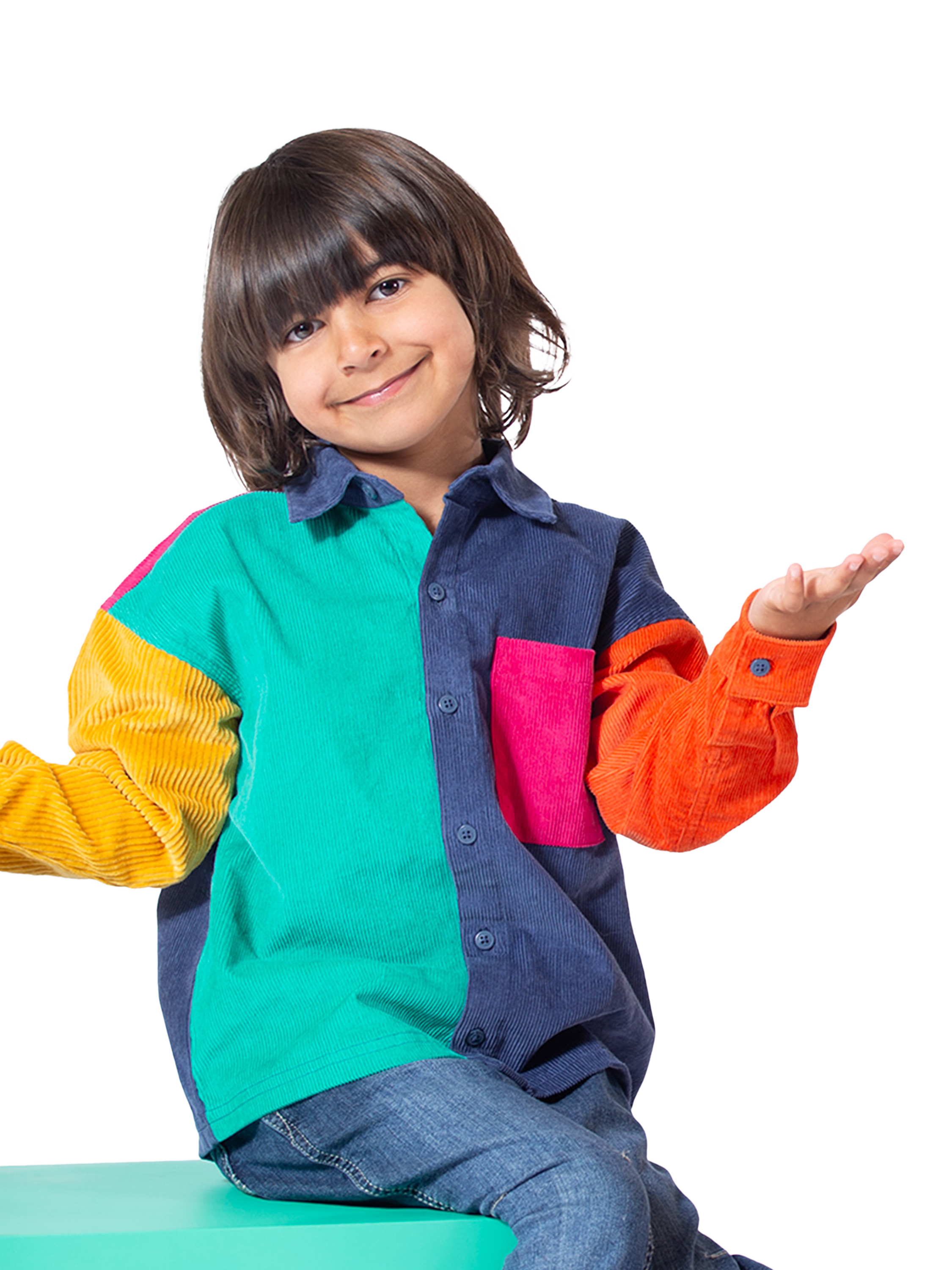 Product image 4 of 6, which shows Frugi Kids' Ari Organic Cotton Corduroy Shirt, Hotchpotch, 2-3 years