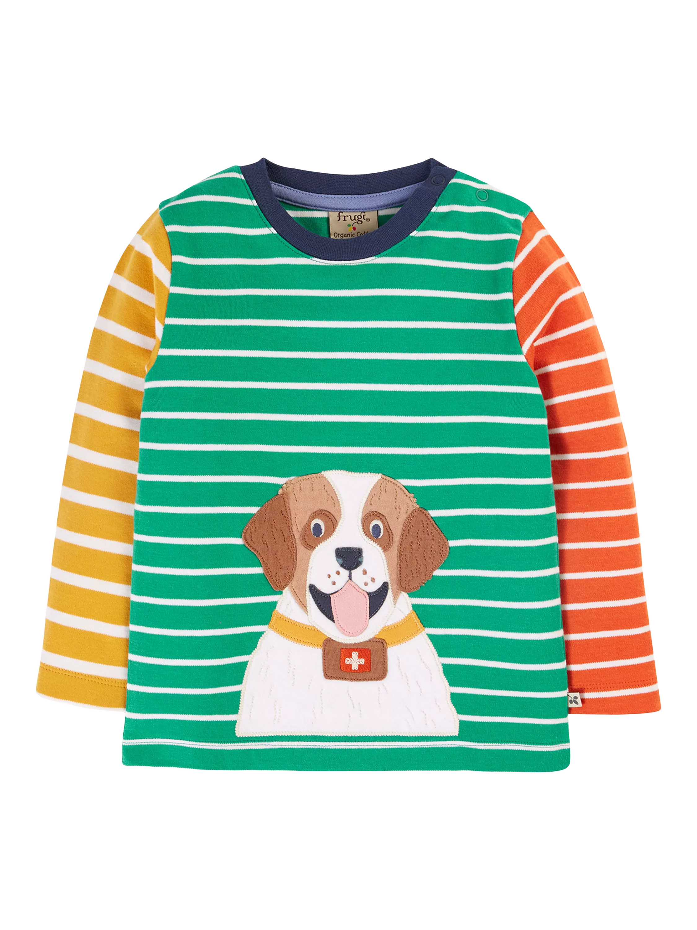 Frugi Kids' Organic Cotton Hotchpotch Dog Applique Top, Multi