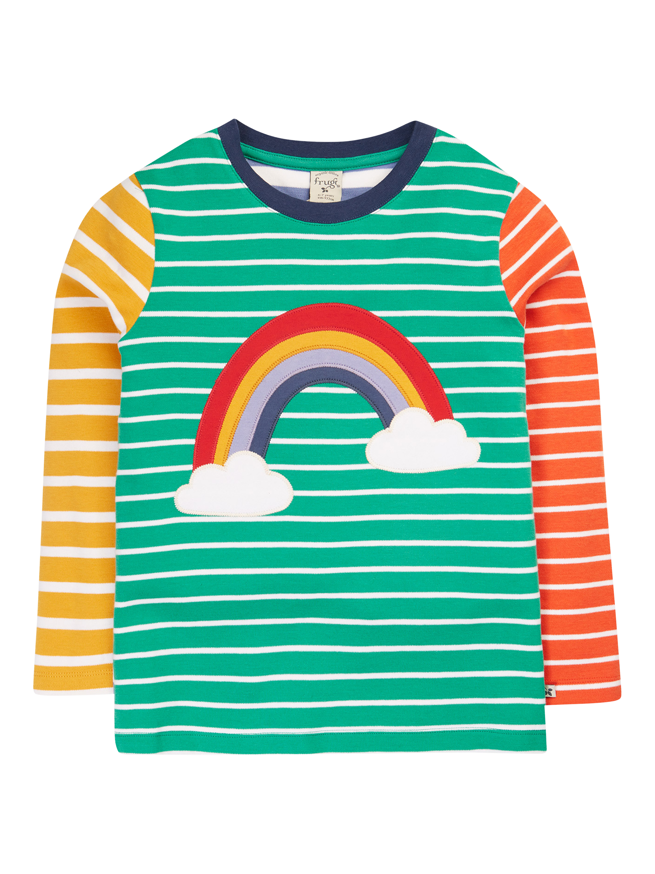 Frugi Kids' Organic Cotton Hotchpotch Rainbow Applique Top, Multi