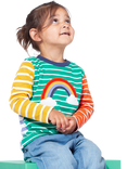 Frugi Kids' Organic Cotton Hotchpotch Rainbow Applique Top, Multi