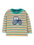 Frugi Baby Orion Tractor Applique Organic Cotton Top, Multi