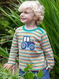 Frugi Baby Orion Tractor Applique Organic Cotton Top, Multi