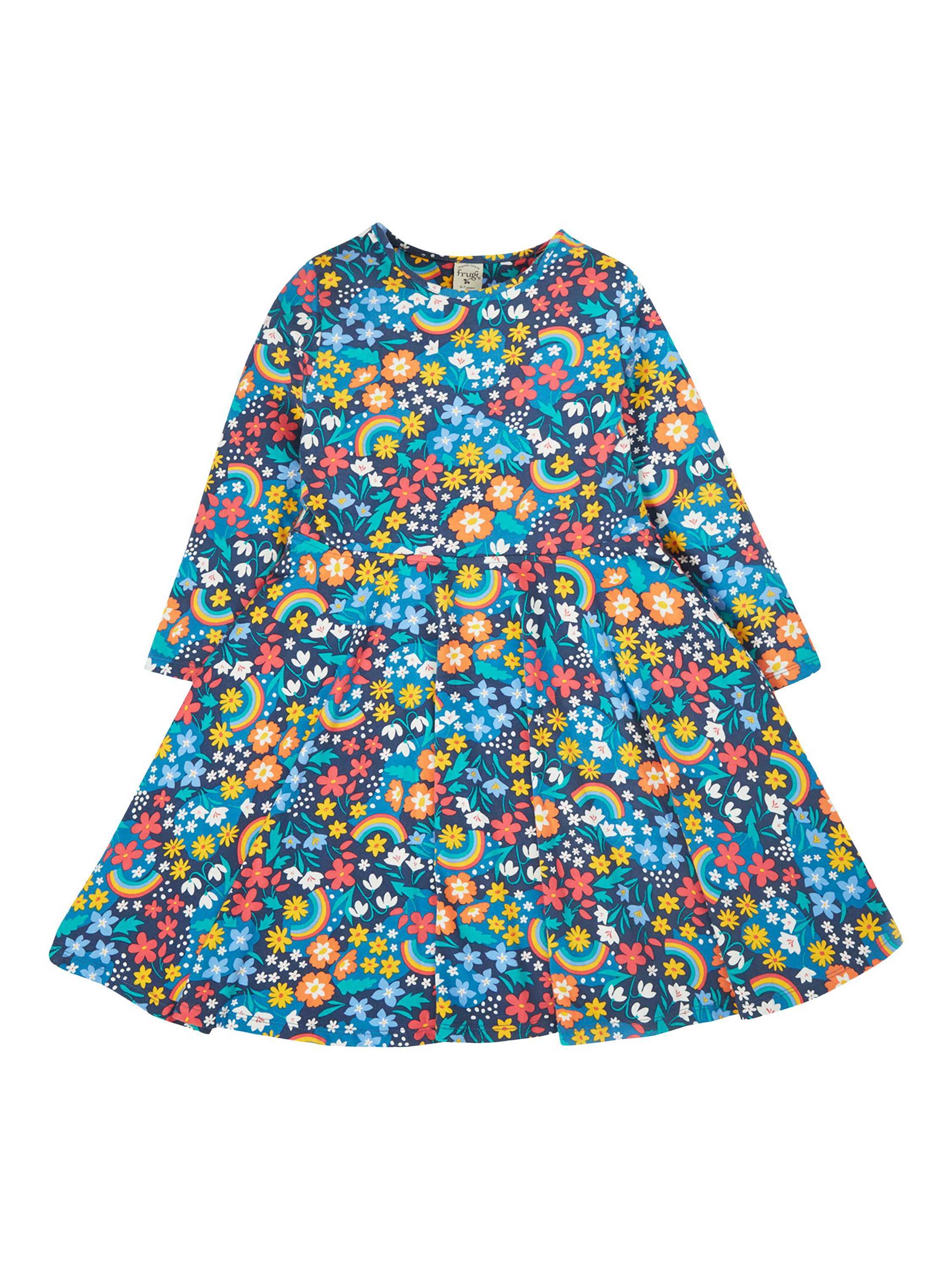 Frugi Kids' Sofia Floral Organic Cotton Skater Dress, Multi, 2-3 years