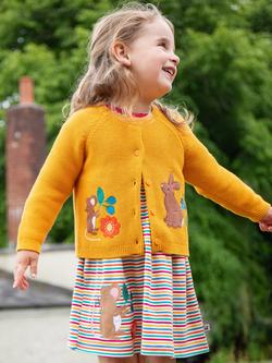 Frugi Baby Colby Organic Cotton Cardigan, Gold - view 2, Gold