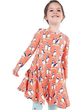 Frugi Kids' Sofia Organic Cotton Skater Dress, Coral/Multi