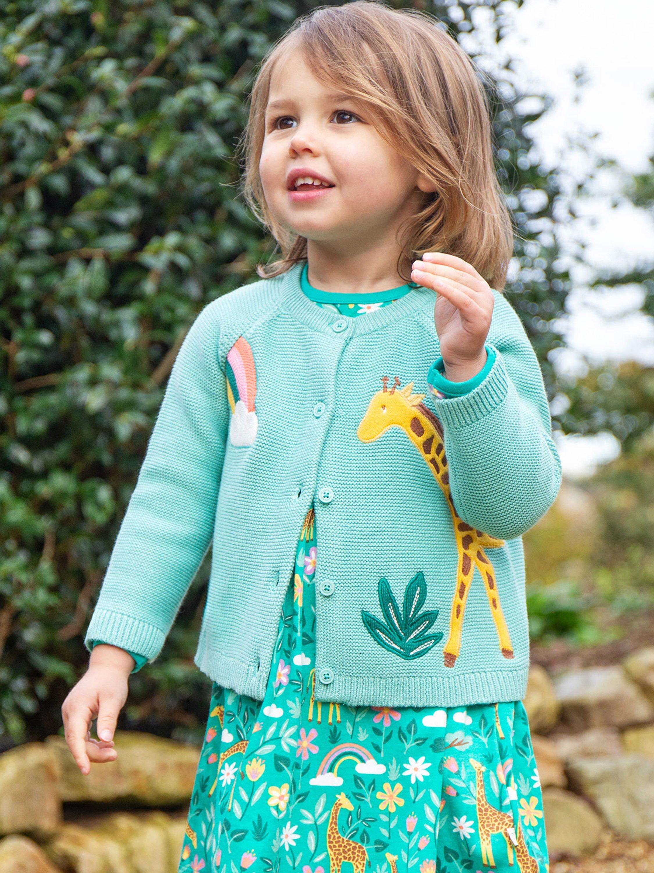 Product image 2 of 5, which shows Frugi Kids' Colby Organic Cotton Cardigan, Moss/Multi, 0-3 months