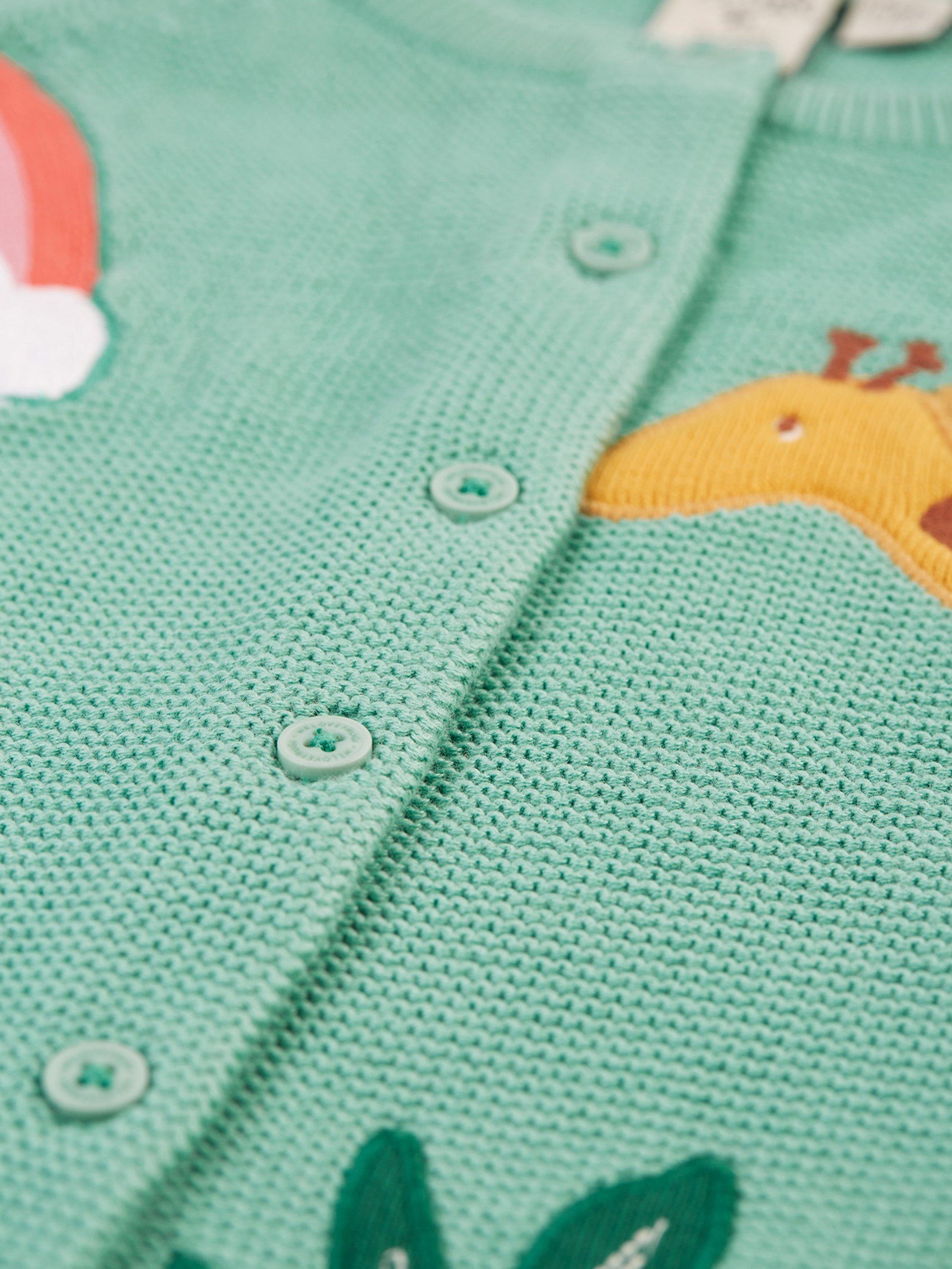 Product image 5 of 5, which shows Frugi Kids' Colby Organic Cotton Cardigan, Moss/Multi, 0-3 months