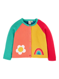 Frugi Kids' Patsy Organic Cotton Colour Block Cardigan, Cantaloupe, Cantaloupe