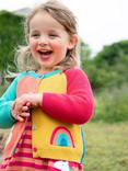 Frugi Kids' Patsy Organic Cotton Colour Block Cardigan, Cantaloupe, Cantaloupe