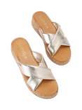 Carvela Pillow Leather Crossover Sandals, Gold