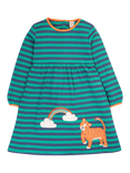 Frugi Kids' Dolcie Organic Cotton Stripe Dress, Iguana/Multi