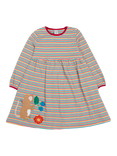 Frugi Kids' Dolcie Organic Cotton Stripe Dress, Lingonberry/Multi