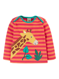 Frugi Kids' Bobby Organic Cotton Applique Top, Cantaloupe/Multi