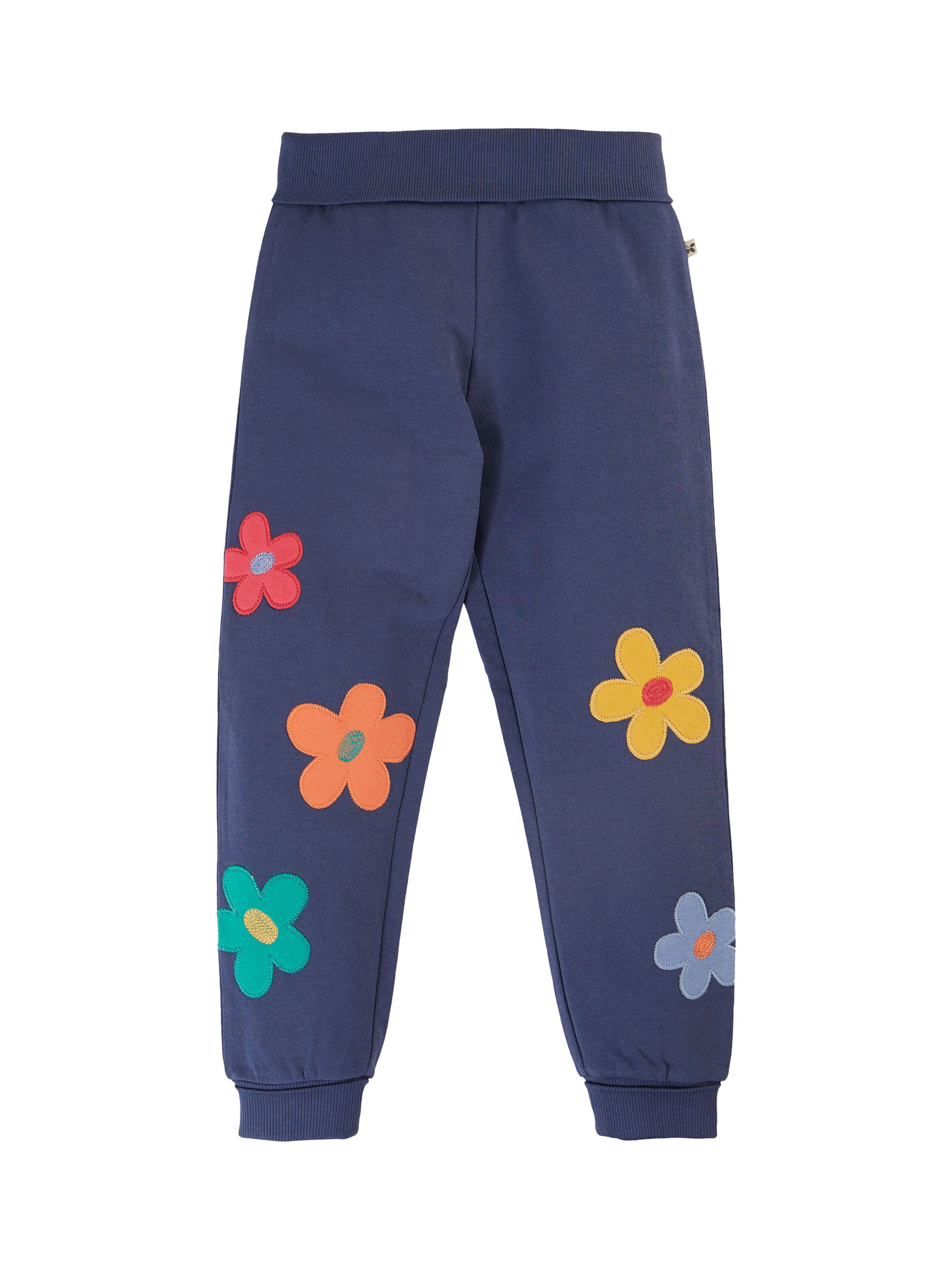 Product image 1 of 4, which shows Frugi Kids' Perrin Parsnip Floral Joggers, Navy Blue, 2-3 years