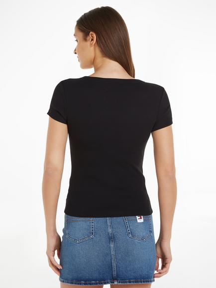 Tommy Hilfiger Slim Fit V-Neck Mini Logo T-Shirt - view 2, Black