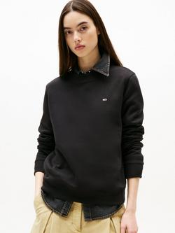 Tommy Hilfiger Tommy Jeans Flag Embroidered Fleece Sweatshirt, Black