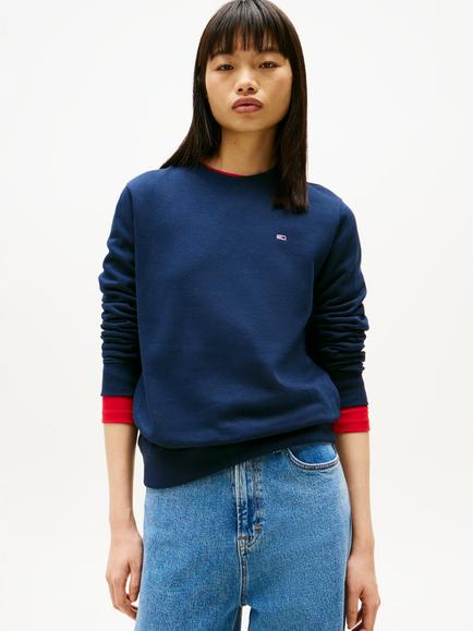 Tommy Hilfiger Tommy Jeans Flag Embroidered Fleece Sweatshirt, Dark Night Navy