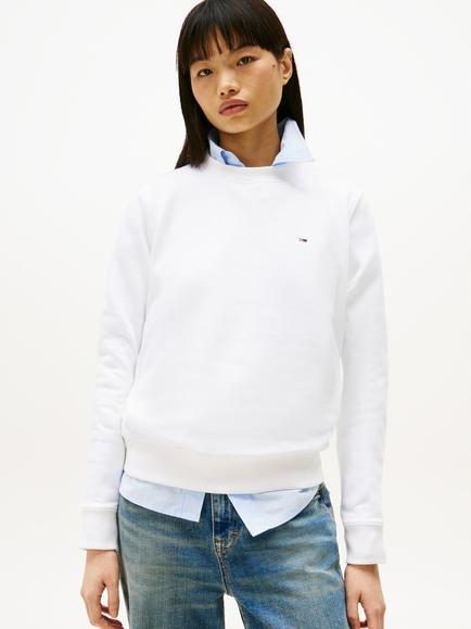 Tommy Hilfiger Tommy Jeans Flag Embroidered Fleece Sweatshirt, White